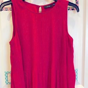 Elegant sparkly magenta/deep pink pleated baby doll style blouse